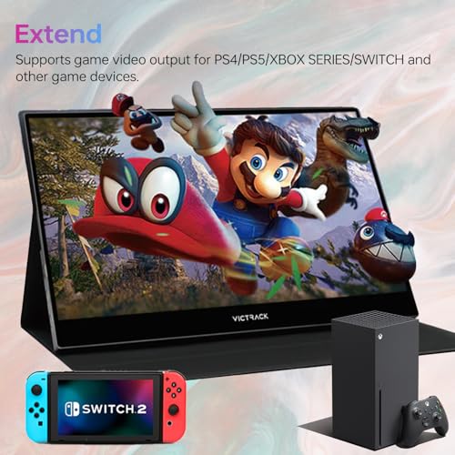 Image of KKE Victrack 4K UHD Touchscreen Ultra Portable Monitor for Designing and Gaming, 13.3 inch Slim UHD, Gaming Monitor with Cover, Accessories Includes Power Adapter, Type-C, USB-C Cable, Mini HDMI Cable