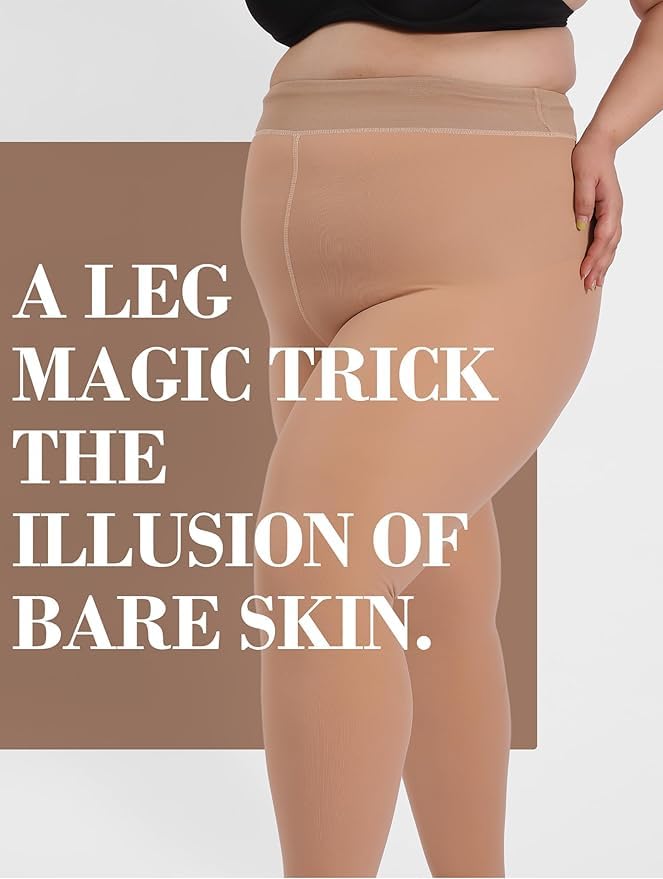 Image of Brachy Fleece Lined Tights - Warm Winter Leggings for Women, Black Thermal Stockings