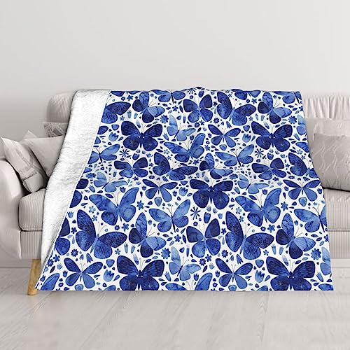 Couverture papillons bleus plaid de lit chaud aux finitions soignées