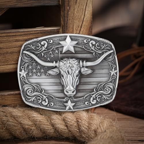 Image of Cowboy Belt Buckle for Men Longhorn Bull Belt Buckles Men Vintage Texas Buckle for Women Cowboy Cowgirl Belt Buckle