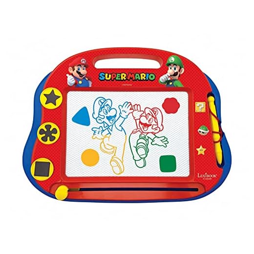 Lexibook Brothers, Nintendo Super Mario, Tablero de Dibujo magnético mágico Multicolor, Juguete Creativo artístico Muchachos, Pluma de la Aguja y Sellos, Azul/Roja, Color