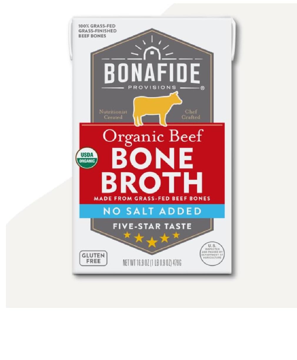 Fresh Organic Beef Bone Broth - No Salt Added, 16.9oz - 6 Pack