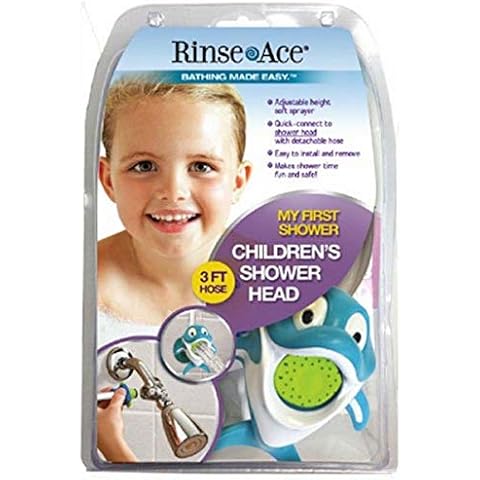 Rinse Ace 3901 My Own Shower Children's Showerhead with 3-Foot Quick-Connect/Detachable Hose and Dolphin Character Cover