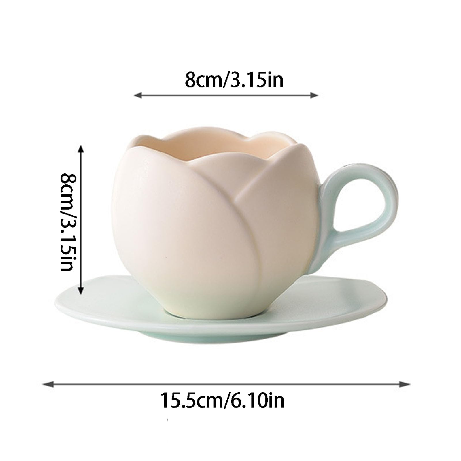 Generisch Colección de tazas y platillos de cerámica de estilo europeo, 300 ml de capacidad, materiales, ideal para fotografía, cafetería, tazas y platos de moda