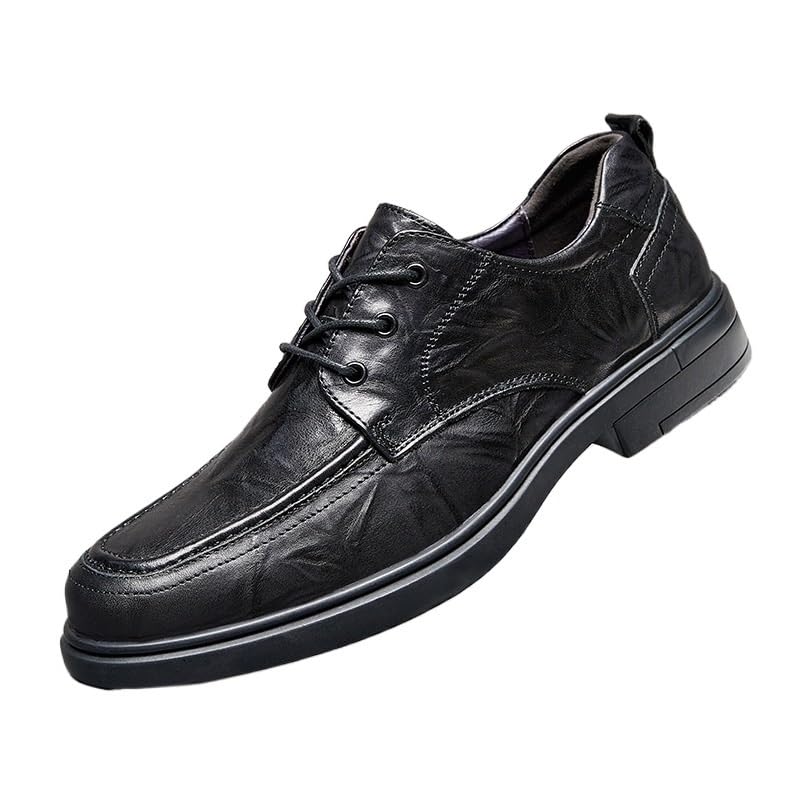 Men's Fashion Orthopedic Shoes Mens Alligator Crocodile Print Oxfords Fashion Lace Up Dress Shoes Men Genuine Leather Wingtip Dress Oxford Shoes(Black,9.5)