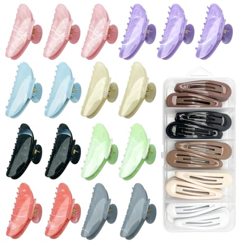 Set de 18 pinzas de acrílico y 50 broches para cabello miniatura 1