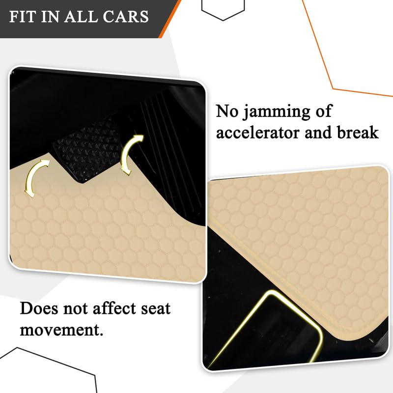 Image of 7D Car Foot Mat Compatible with Citroen C3 | Universal Fit, Luxury Leather Car Floor Mat with Detachable Curly Mat | Waterproof, Anti-Slip | Color: Beige