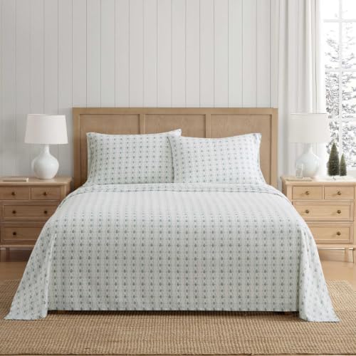 Image of Martha Stewart - Full Cotton Flannel Sheet Set with Pillowcases | Brushed Feel, Breathable Comfort, Deep Pocket Fit, Fully Elasticized Edge, Self-Hem Finish, Machine Washable
