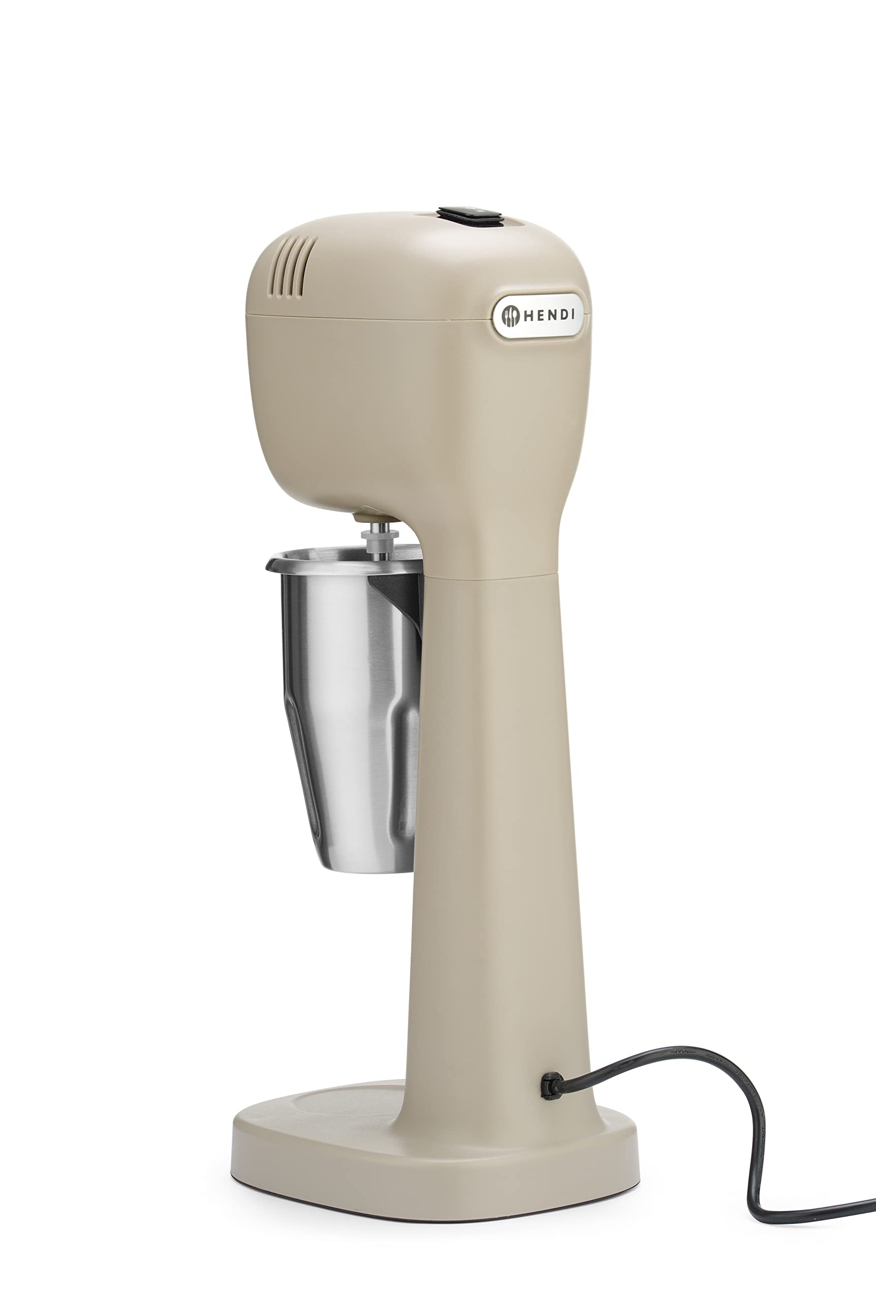 HENDI Mixer Professionale per Bevande, Aeratore di Bevande Leggere, Frappé, Cappuccini Freddi, Include 2 Bicchieri e 4 Agitatori, 230V/400W, 170x196x(H)490mm, Caramello