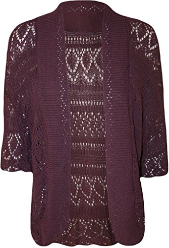 Cardigan bolero de punto crochet plus size morado chaqueta torera ligera que no oprime el pecho