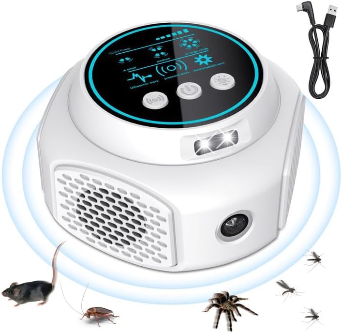 LAOSEP Ultrasonic Rat Control / Rat Control / Cockroach Control / Pest Control / Pest Control, Powerful Electromagnetic Wave, Anomalous Frequency, Effective Range: 300 square meters, 360° Repellent,