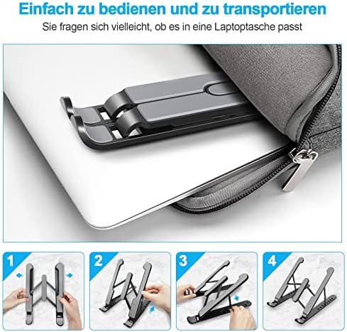 7. Bild von AOVUYCK-Store Laptopständer, Laptopständer mit 8 verstellbaren Stufen, rutschfester Laptop-Ständer aus Kunststoff, Silikon und Aluminiumlegierung, kompatibel mit MacBook Air Pro, HP, 10—15,6 Zoll