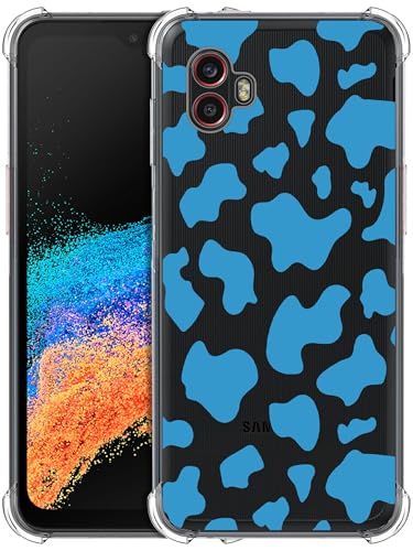 Image of GlamCase for Samsung Galaxy Xcover 6 Pro 5G, Xcover 6 Pro Case with Blue Cow Skin Print printed Clear ShockProof Back Clear Case for Samsung Xcover 6 Pro 5G