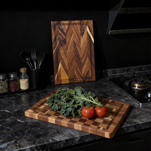 Set de tabla de cortar de madera de acacia rectangular miniatura 6