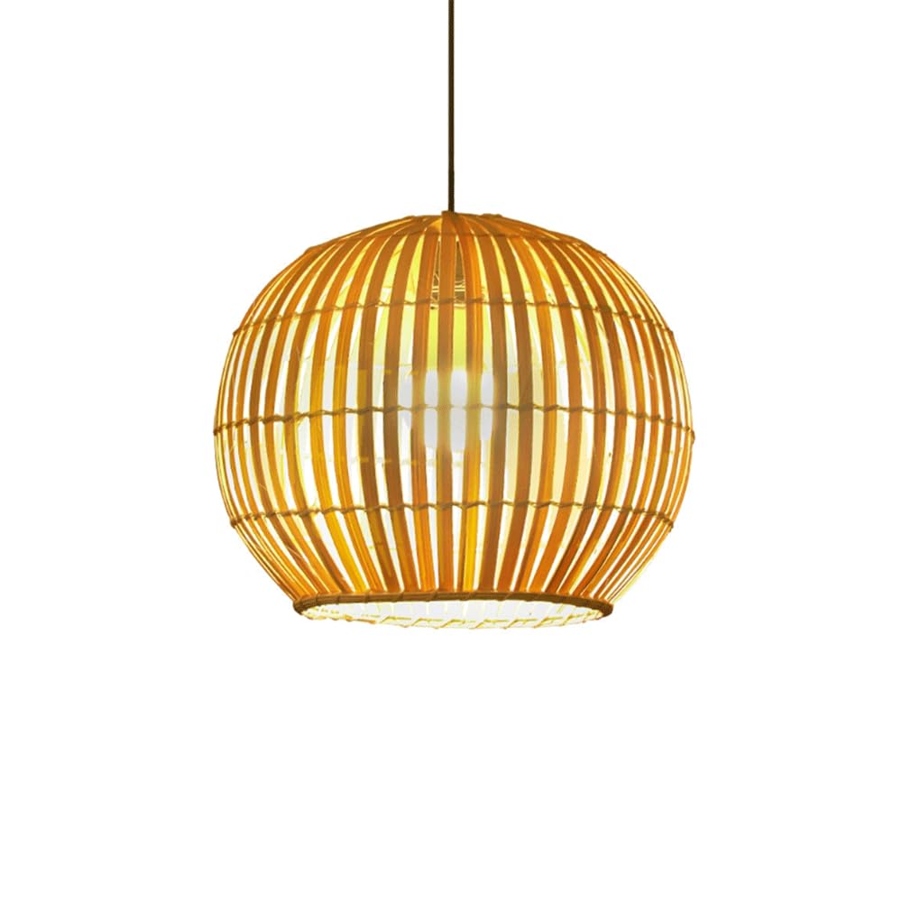 YNAHZAOK Creative Bamboo Chandelier Pastoral Bamboo Woven Lighting Fixture for Restaurant Tea Room Southeast Asian Style Kitchen Pendant Light with Adjustable Suspension Line Living Room Hanging Lamp