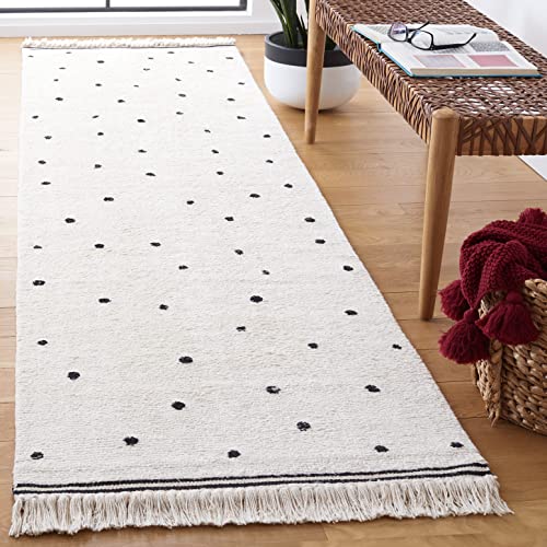 Safavieh Easy Care Collection Runner Rug - 2'3" X 9', Ivory & Black, Handmade Machine Polka Dot Tassel, Machine Washable Ideal For High Traffic Areas In Living Room, Bedroom (Ecr212Z) #TOP14