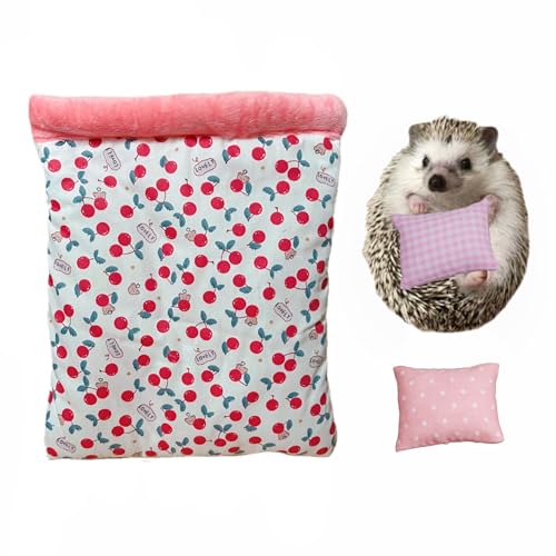 FASAROU Hedgehog Sleeping Bag Hedgehog Hideout Pouch Cuddle Sack for Hamster Guinea Pig Rat Ferret Sugar Glider Small Pet Nest with 2 Small Pillows