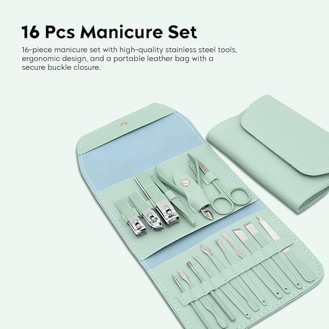 Velnest Luxury Nail Grooming Set 16 Pieces, Professional Manicure Pedicure Kit for Men & Women 3