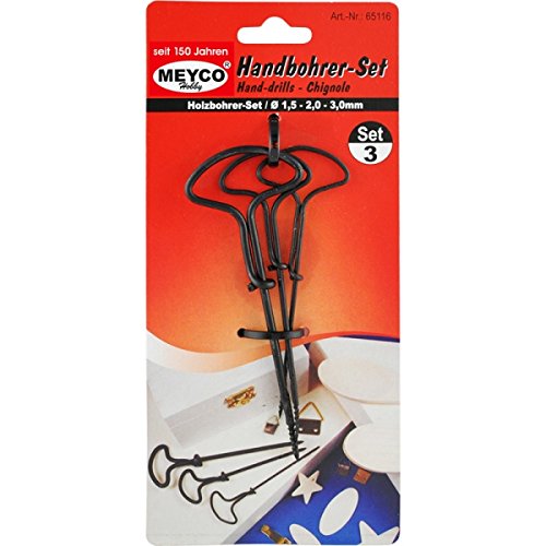 MEYCO Handbohrer, Kastanienbohrer-Set, Durchmesser 1,5 - 2,0 - 3,0mm