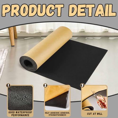 Image of Pangda 1 Piece 78 x 24 x 1 /8 Inch Extra Large Marine Foam Roll Closed Cell Rubber with Adhesive Insulation Sheets Lightweight Single Sided Tape Water Weather Resistant for Craft