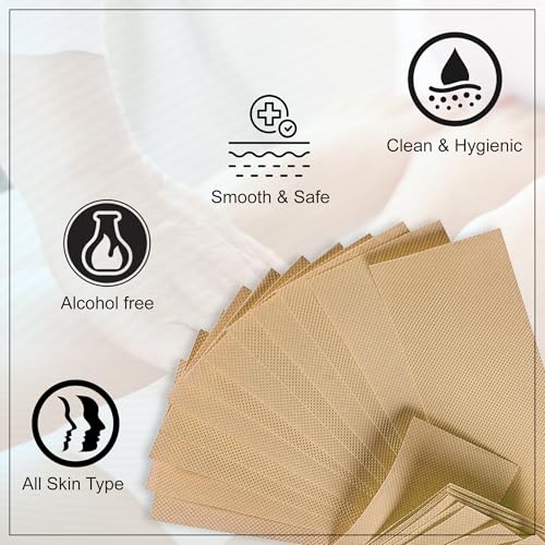Image of GLUN Wax Strips for Smooth Skin Without Wax, 140 Piece Pack Beige Colour, Hair-Free Skin Gentle & Effective Hair Removal Non-Woven Strips Pack