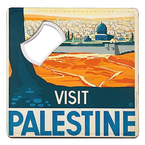 sous Verre Décapsuleur - Visit Palestine Affiche Poster Vintage Voyage Art Deco 30's - 1 unité (92 x 92 mm)