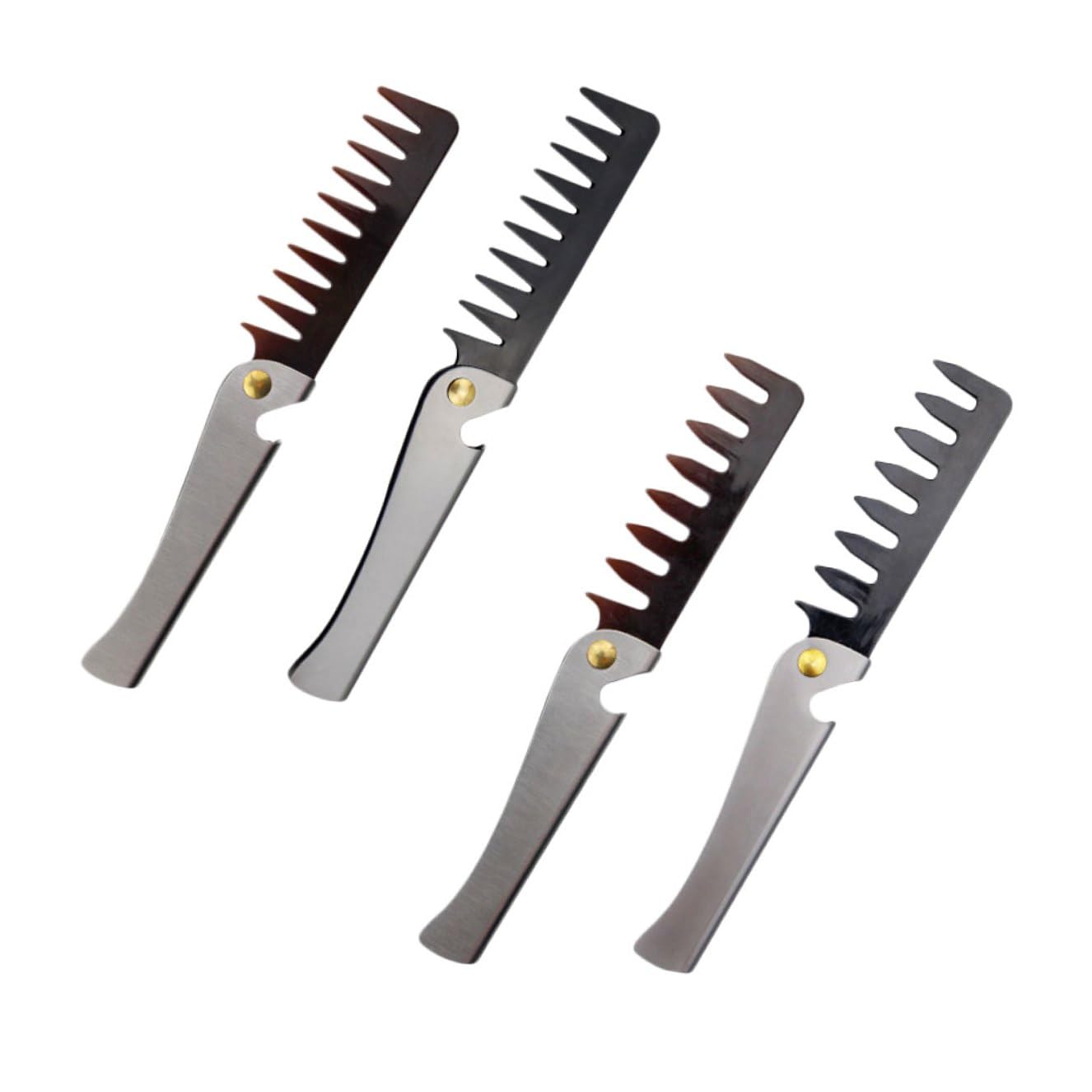 Peine de Bolsillo Paquete de 4 Unidades Plegable de Acero Inoxidable Ligero y Portátil para Cabello y Bigote Adecuado para Hombres y Mujeres en Uso Diario