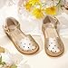Hehainom Toddler Girls Sandals Flower Girl Gold Pu Closed Toe School Wedding Communion Church Size 7 Summer Shoes