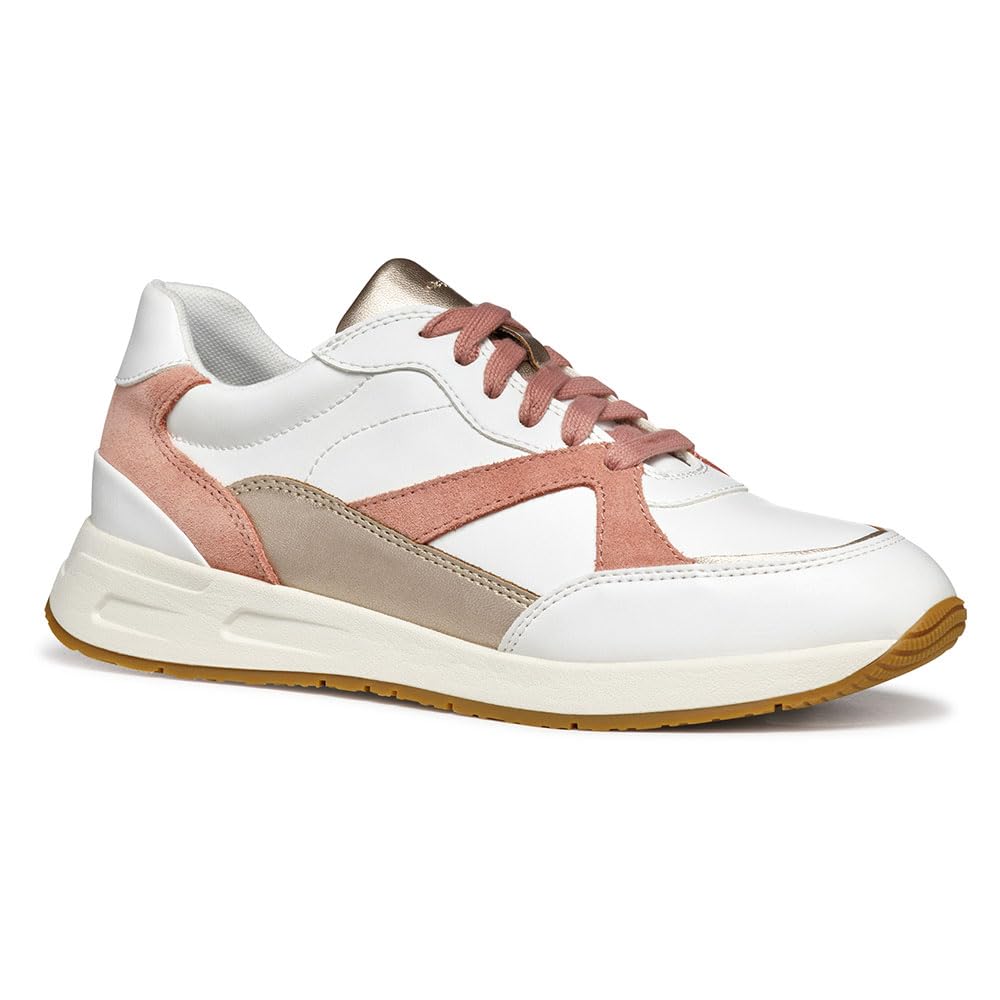 Geox Women's D BULMYA A Sneaker, White/Lt Coral, 7.5 UK