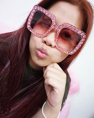 Feisedy Women Sparkling Crystal Sunglasses Oversized Square Thick Frame B2283 #TOP5