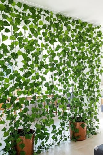 Artificial Leaves Ivy Garland–Set of 12 (Each 2.4Metres, 30 Leave...