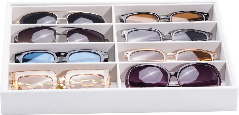 [Lolalet] サングラストレイ 8仕切り ベルベット メガネ・サングラス・アクセサリー収納 ディスプレイトレイ 引き出し収納 1個