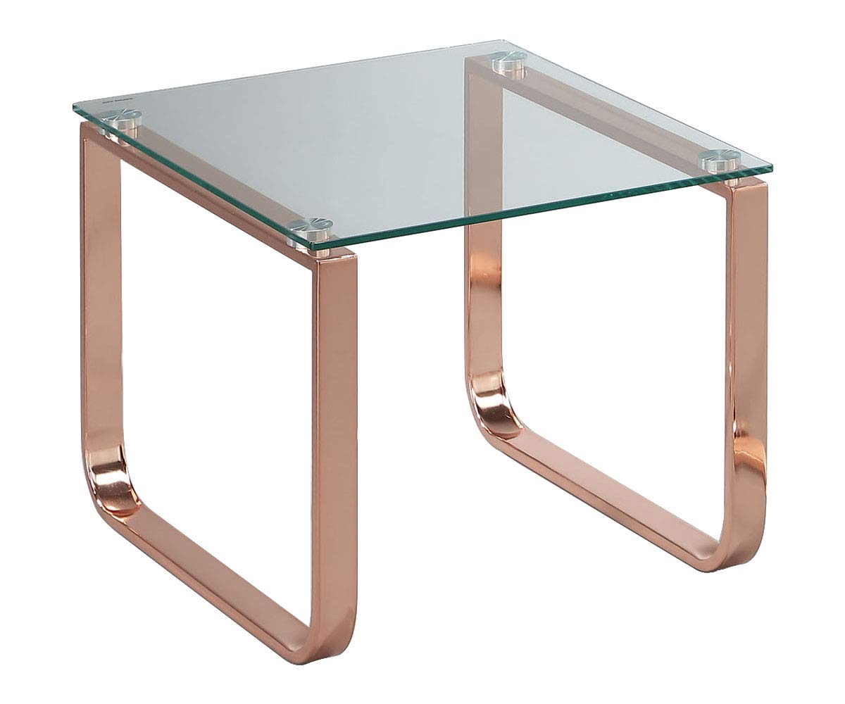 Aspect Sloane Rectangular Side Table (Clear/Copper, 45x 55 x 40cm), Tempered Glass
