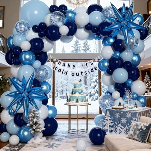 Blue Balloon Arch Kit Garland, Chrome Blue Light Navy Blue Balloons for Winter Wonderland Baby Shower Birthday Christmas Hanukkah New Years Eve Graduation Anniversary Decorations - Image 7