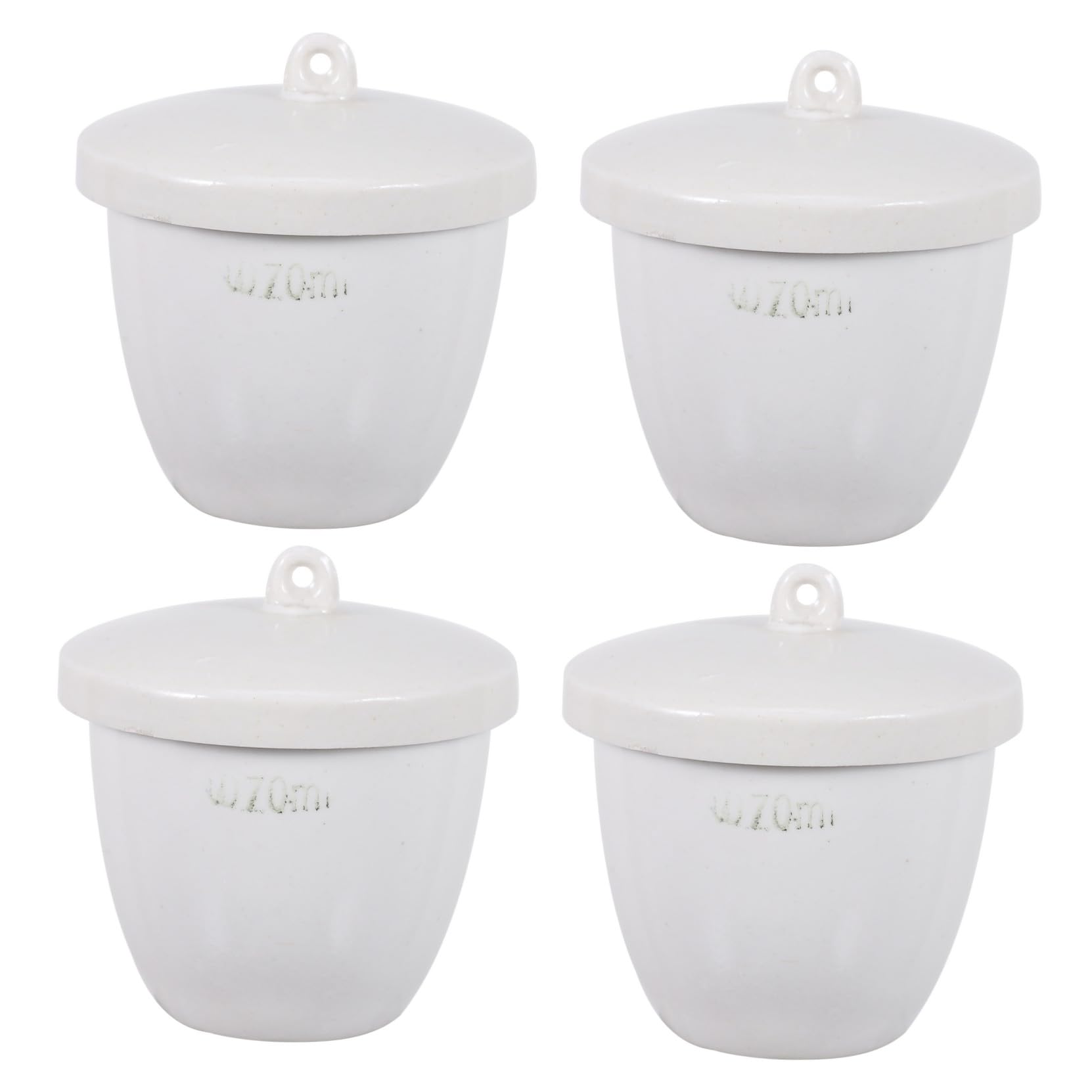 4 Pezzi Crogiolo in Ceramica con Coperchio 70ml Resistente Agli Acidi alla Corrosione per Laboratori e Industria Farmaceutica