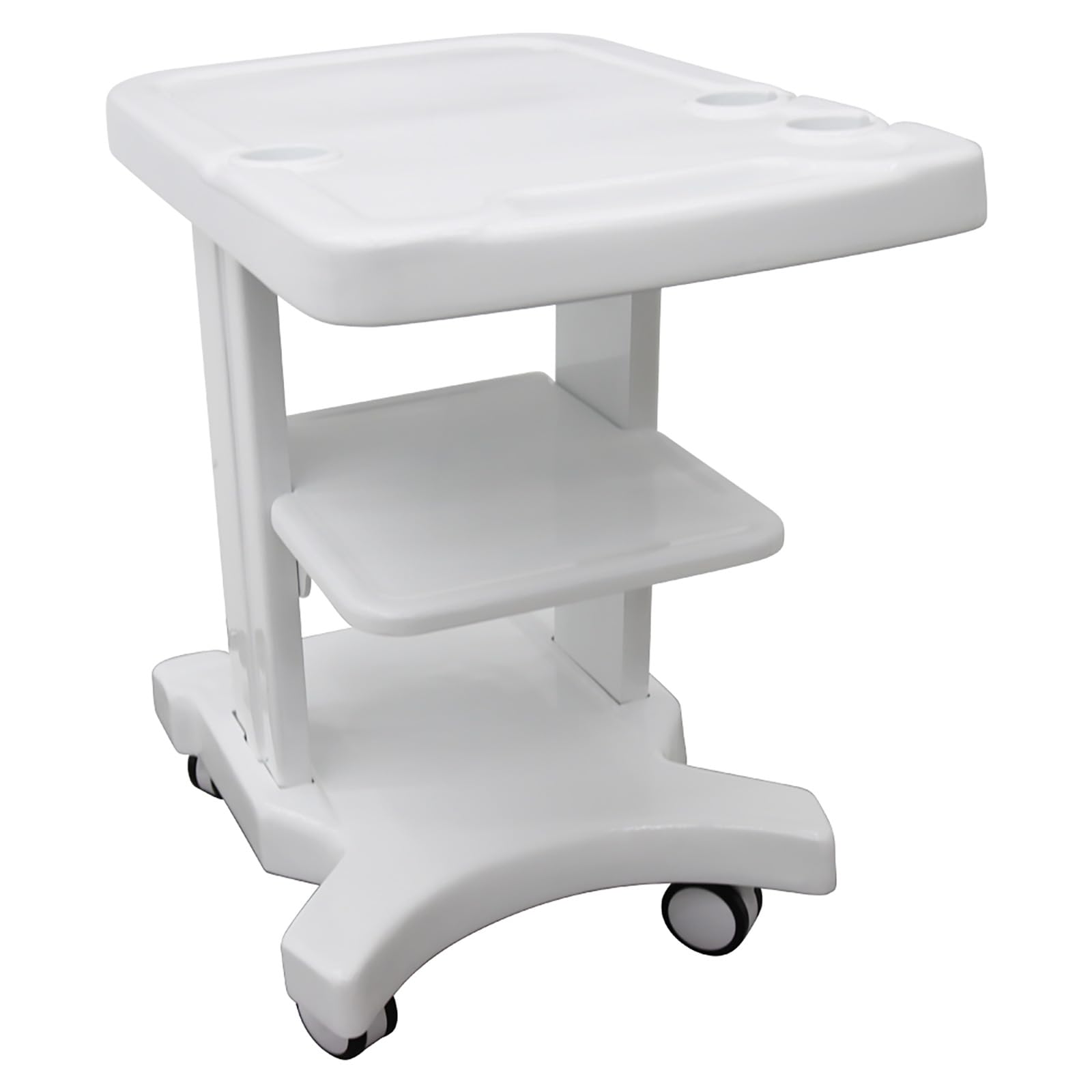 INTSUPERMAI Mobile Trolley for ultrasonic Imaging Scanner System Portable Ultrasound cart White 3 Layers with 2 Brake Wheels,4 Wheels 3 Holes