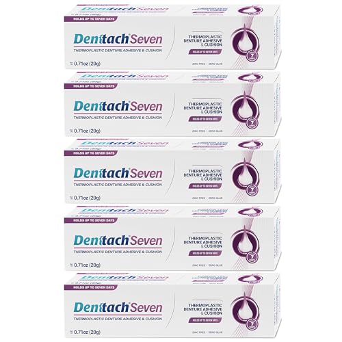 Denture Adhesive, Thermoplastic Denture Adhesive, Cushion and Reliner, Comfortable, Secure Denture Grip for Up to 7 Days, Non Glue, Zinc Free, Long Holding Denture Reliner (Pack of 5)