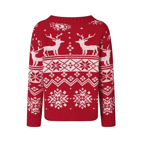 Family Christmas Sweaters Reindeer Snowflakes Matching Ugly Christmas Sweater Long Sleeve Holiday Knitted Pullover3