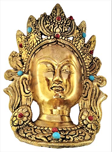 Purpledip Metal Mask Goddess Tara: Buddhist Goddess Wall Plaque (11548), Golden, 21.6L x 15.2W cm - Image 3