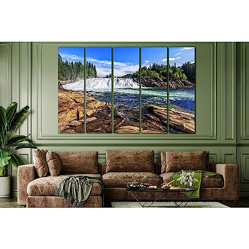Toile ZELLART Laksforsen Waterfall Norway SL485 impression premium sur châssis 180 x 120 cm