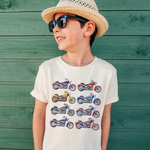 Motorcycle Cruiser Toddler Shirt - Classic Motorcycles In A Row Kid's Outfit - Motorbike Obsessed Child Birthday Gift Idea - Boho Natural Toddler & Youth Tee2