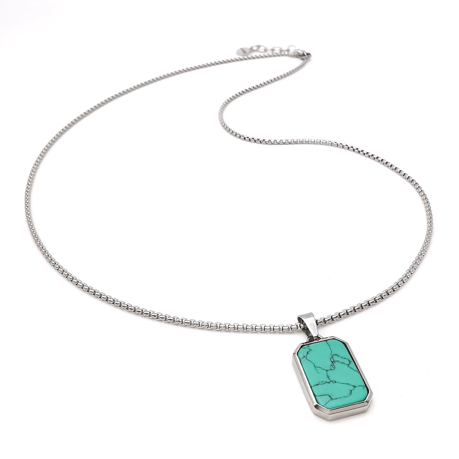 ALMENDRA Collana da uomo incisione in acciaio inox inossidabile personalizzabile con pietre naturali incisione personalizzata ciondolo occhio di tigre onice lapislazzuli turchese
