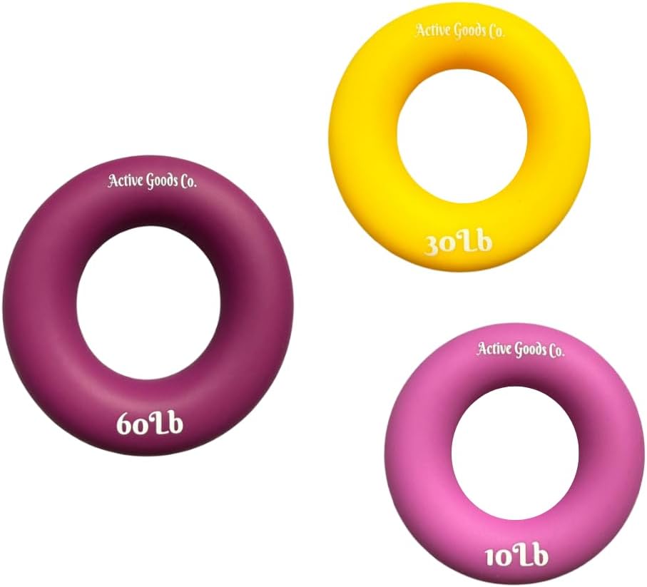 ActiveGoodsCo Hand & Forearm Exerciser - Single ring or Set, Resistance 10-120Lb, Diameter 2.5-3,5in. Visit to see more options