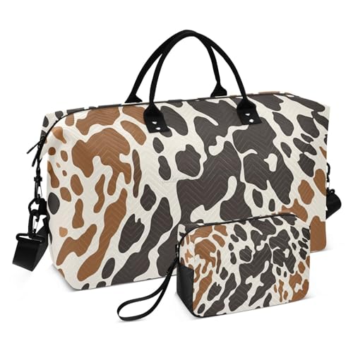 Kigai Cow Print Duffle Bag Versatile Travel Duffel for Men and Women, Carry On for Weekend or Overnight Stay