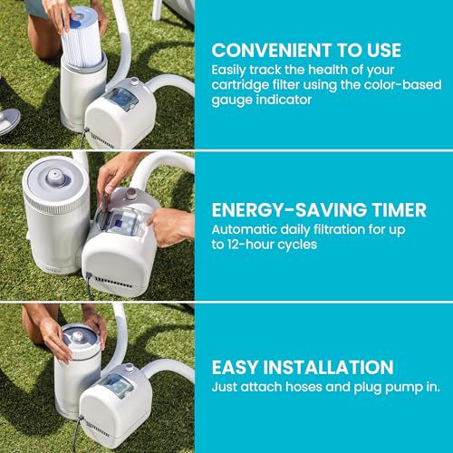 Image of INTEX Krystal Clear 2,500 GPH Cartridge Filter Pump for Above Ground Pools