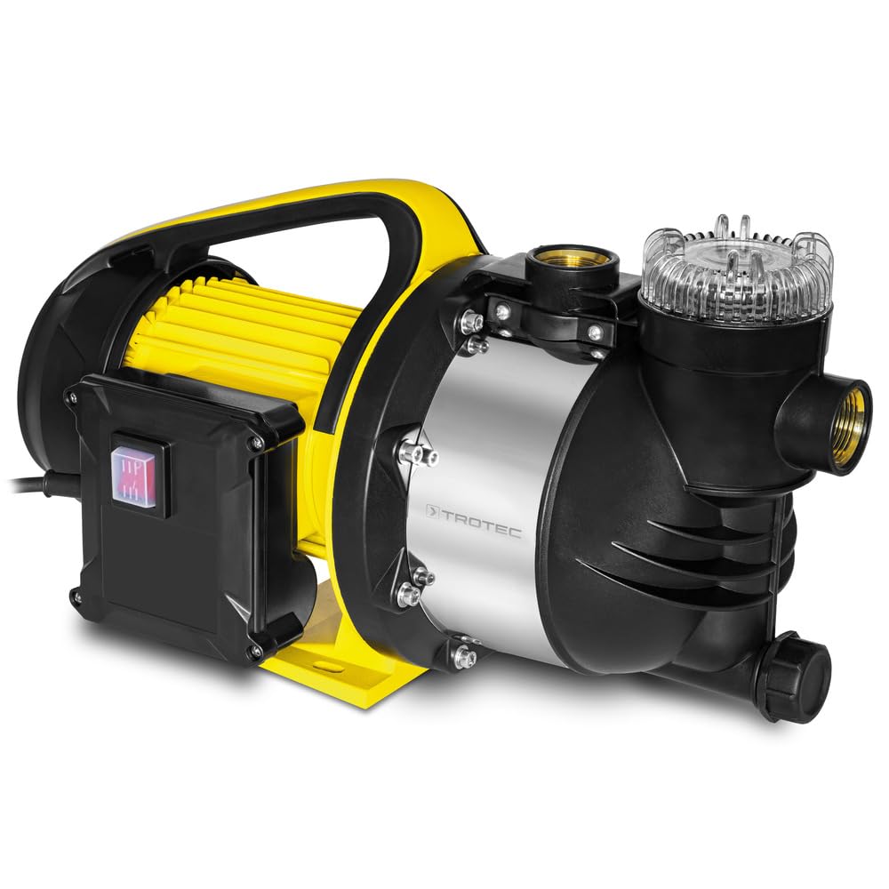 TROTEC Bomba de jardín TGP 4800 ESF – Bomba con potencia 4800 l/h, 1300 W – Presión de extracción 4,8 bar, altura de extracción 48 m, altura de aspiración 7 m, bomba de agua para barriles de lluvia,