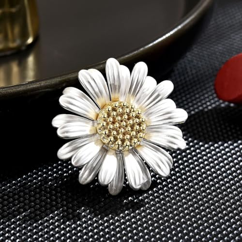 Image of Flower Brooch Pins for Women Rhinestone Red Pin Blazer Dress Denim Jacket Lapel Pin Wedding Holiday Gift Accessories