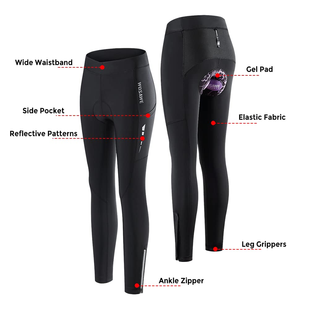 HUIOP Pantalon de Cyclisme, Pantalon de Cyclisme pour Femme avec Poche Gel Respirant Rembourré Vélo Pantalon de vélo Collants pour vélo Course à Pied Jogging,Pantalon de Cyclisme rembourré de Gel