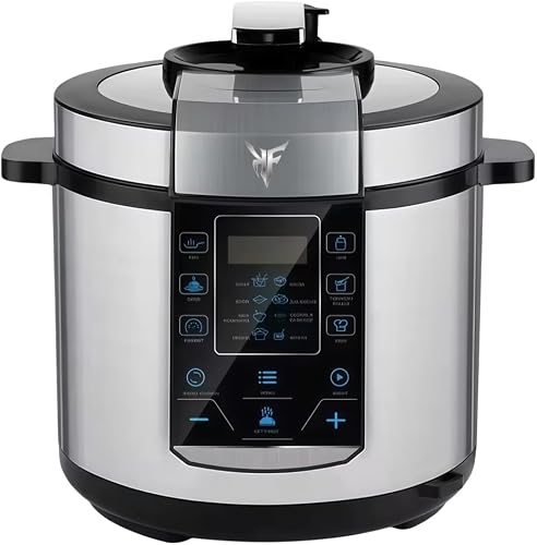 KF Modern Luxury Electric Pressure Cooker, Multifunctional, Stainless Steel, Touch Control, 24-Hour Timer, Non-stick Coating, Silver