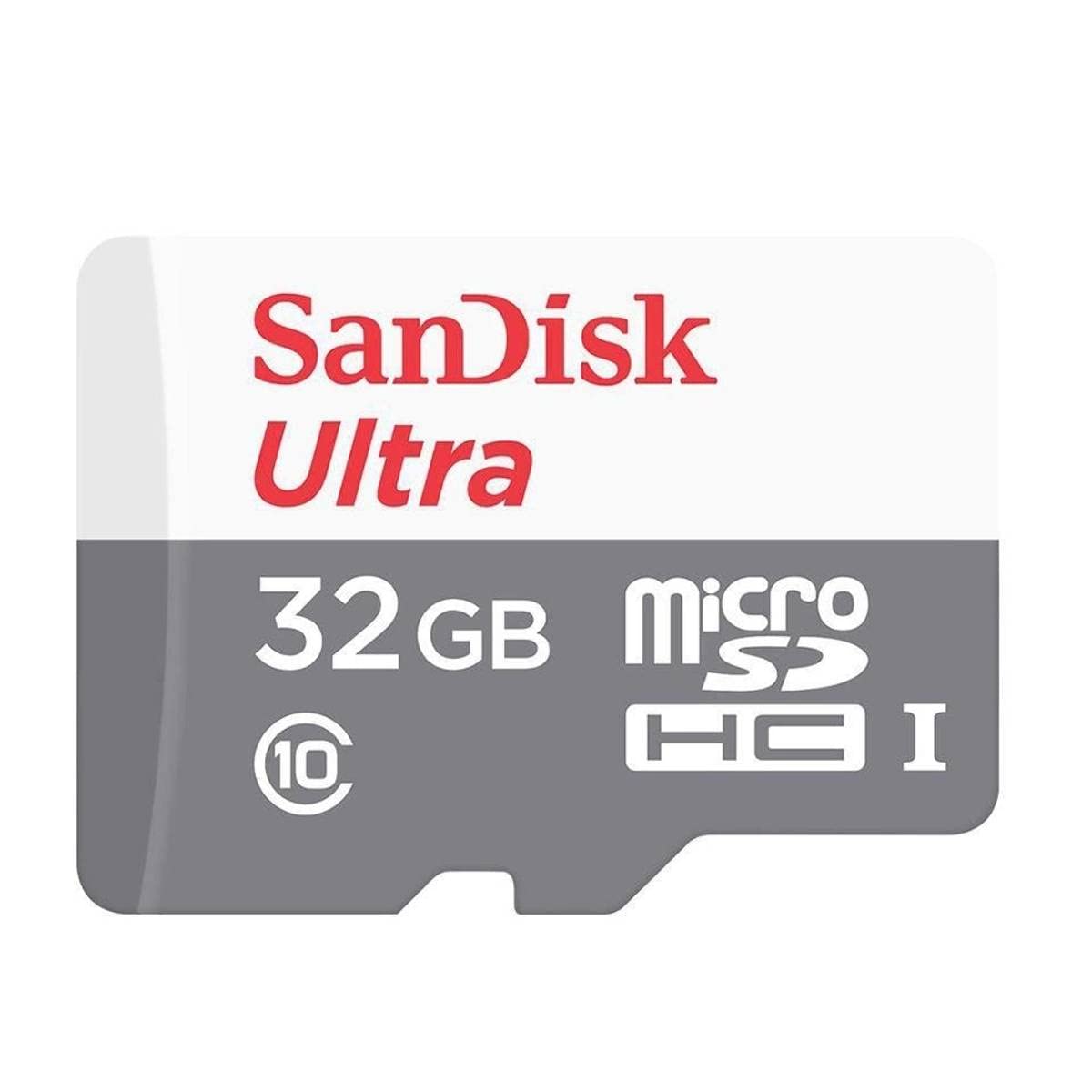 SanDisk Ultra 32GB microSDHC UHS-I Card with Adapter 100MB/s - SDSQUNR-032G-GN3MA